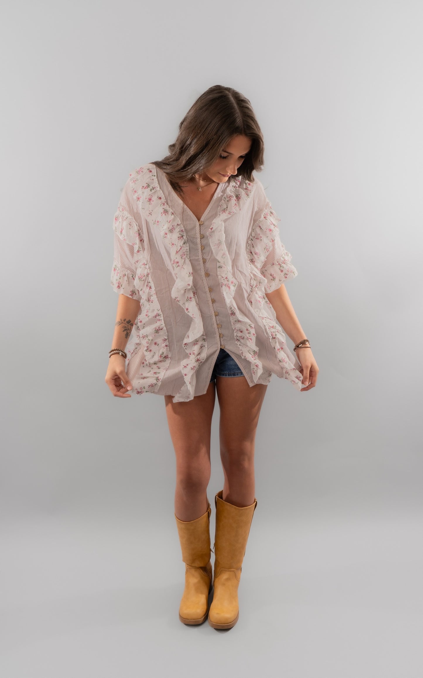 Flowers and Stripes Girly Top